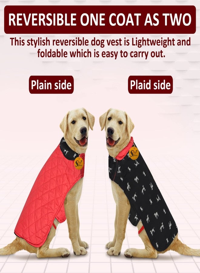 سايج سكوير سترة صوفية مربعة للكلاب من سيج، قابلة للعكس، مقاومة للماء والرياح، ملابس للكلاب في الطقس البارد (أسود وأحمر) (كبير) (24 بوصة) - Image 3